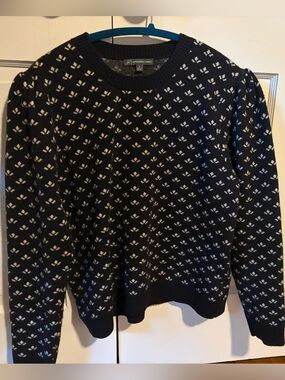 Adrianna Papell Black Cream Geometric Pattern Sweater
